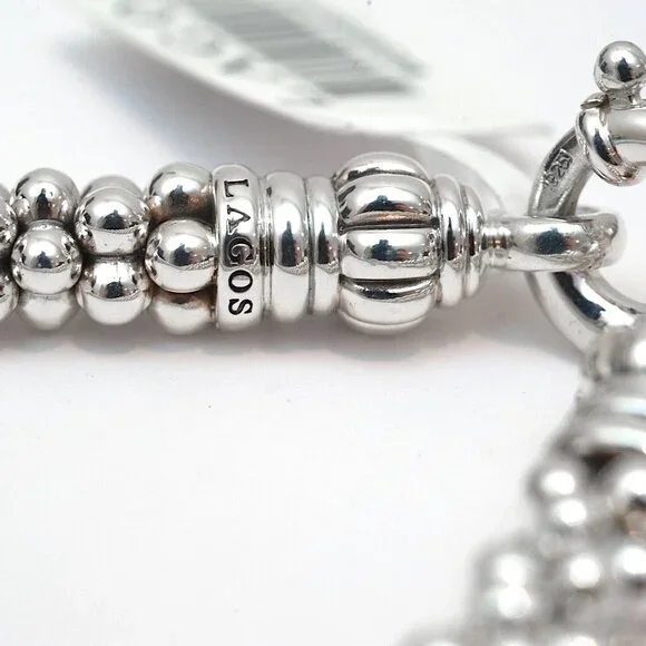 LAGOS Signature Silver Caviar Bracelet I 9mm 925 Sterling Sz M 7.5" Unisex  NWT - Picture 12 of 16